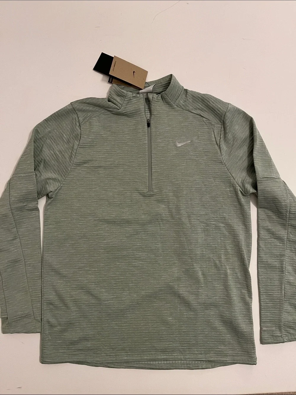 Nike Running Shirt Men's L 1/2 Zip Therma-Fit Repel Grid green thumbholes  $95